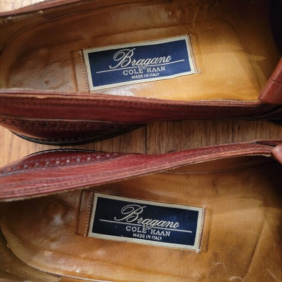 Cole Haan Bragano Brown Italian Leather Loafers Kiltie Fringe Buckle 10D Vibram - Picture 7 of 11